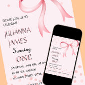 Rosa Coquette elegant Erstgeburtstag Einladung