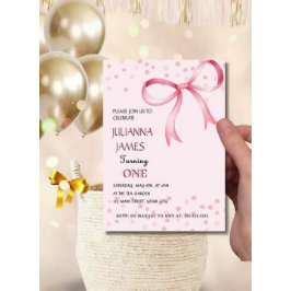 Rosa Coquette elegant Erstgeburtstag Einladung