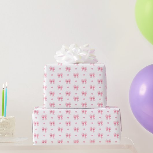 Rosa Coquette-Flachbildschirm-Muster Geschenkpapier (Partygeschenke)
