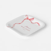Rosa Coquette Französisches Ribbon Bow Brautparty Pappteller (Gewinkelt)