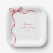 Rosa Coquette Französisches Ribbon Bow Brautparty Pappteller (Vorderseite)