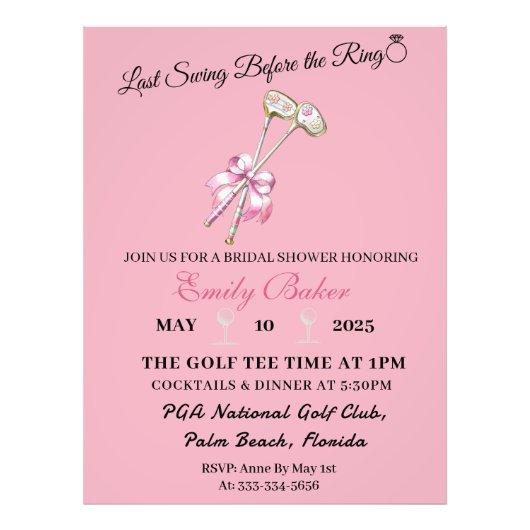 Rosa Coquette Golf "Letztes Schwingen vor dem Ring Fotodruck (Vorne)