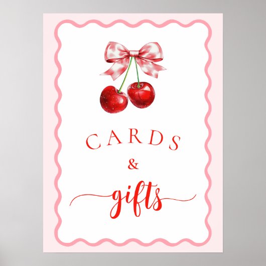 Rosa Coquette Kirschgarten & Geschenke Poster (Vorne)