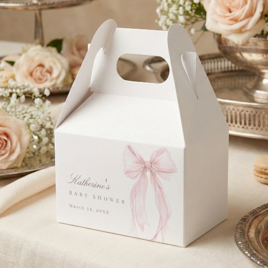 Rosa Coquette-Schleife Baby Shower Geschenkschachtel