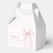Rosa Coquette-Schleife Baby Shower Geschenkschachtel (Rückseite)