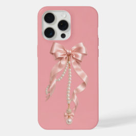 Rosa Coquette-Schleife Perlen iPhone 15 Pro Max Hü Hülle