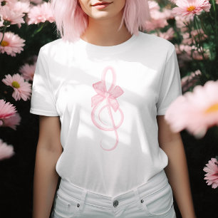 Rosa Coquette Treble Clef Musik Einfach T-Shirt