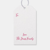 Rosa Coquette Weihnachtsbaum, Custom Geschenkanhänger (Rückseite)