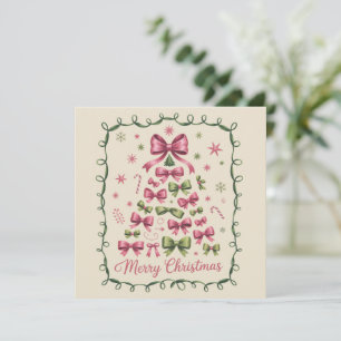 Rosa Coquette-Weihnachtsbaum Mädchenhaft Trendiger Feiertagskarte