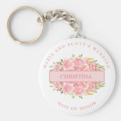 Rosa Coral Floral Brautparty Schlüsselanhänger (Vorne)