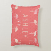 Rosa Coral Red Flamingo Muster Personalisiert Dekokissen (Rückseite(Vertikal))