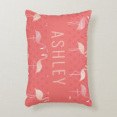 Rosa Coral Red Flamingo Muster Personalisiert Dekokissen (Vorderseite(Vertikal))