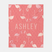 Rosa Coral Red Flamingo Muster Personalisiert Fleecedecke (Vorderseite)