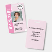 Rosa Corporate Logo Mitarbeiter Foto Abzeichen Ausweis (Vorder- & Rückseite)