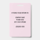 Rosa Corporate Logo Mitarbeiter Foto Abzeichen Ausweis (Rückseite)