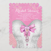 Rosa Corset-Brautparty Einladung (Vorne/Hinten)