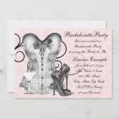 Rosa Corset Pink Martini Junggeselinnen-Abschied Einladung (Vorderseite)