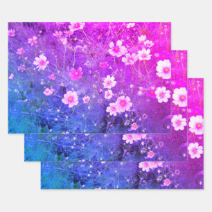 Rosa Cosmos bipinnatus Blume im Vollblut Geschenkpapier Set