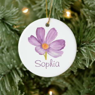 Rosa Cosmos OKTOBER Geburtsblume mit individuellem Keramik Ornament
