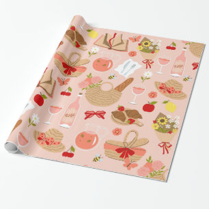 Rosa Cottage Croissant Picknickkorb Geschenkpapier