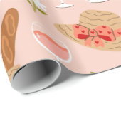 Rosa Cottage Croissant Picknickkorb Geschenkpapier (Rolleneckpunkt)