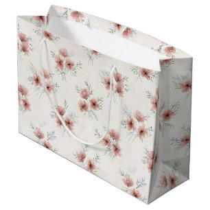 Rosa Cottagecore-Wildblumen Botanischer Druck Große Geschenktüte