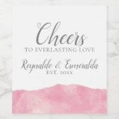 Rosa Cotton Candy Watercolor Hochzeitsweinetikett Weinetikett (Einzelnes Label)