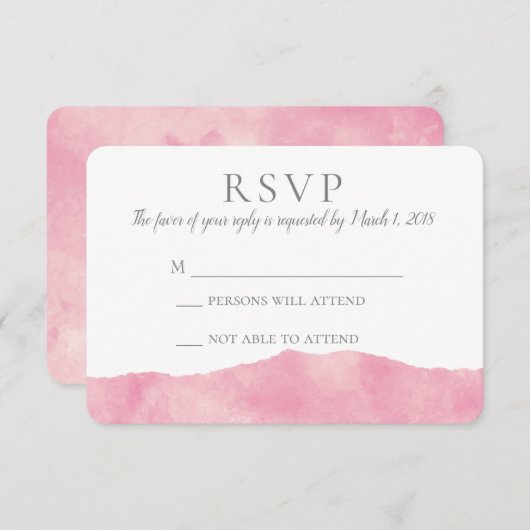 Rosa Cotton Candy Watercolor Wedding RSVP (Vorne/Hinten)