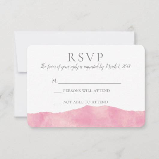 Rosa Cotton Candy Watercolor Wedding RSVP (Vorderseite)
