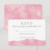 Rosa Cotton Candy Watercolor Wedding RSVP Karte (Vorne/Hinten)