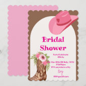 Rosa Cowboy Brautdusche Einladungskarte (Vorne/Hinten)