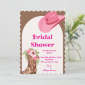 Rosa Cowboy-Brautparty Einladung (Stehend Vorderseite)