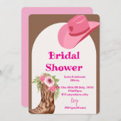 Rosa Cowboy-Brautparty Einladung (Vorne/Hinten)