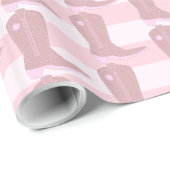 Rosa Cowboy Stiefel auf Streifenmuster Hintergrund Geschenkpapier (Rolleneckpunkt)