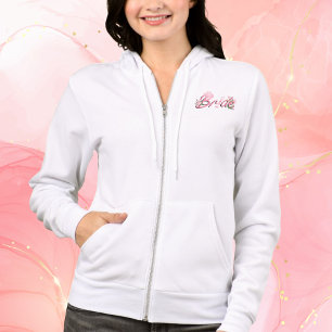 Rosa Cowboyhut mit Blumen Braut Hoodie