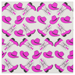 Rosa Cowboystiefel-Hüte auf irgendeinem Stoff