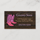 Rosa Cowboystiefel-Western-Thema Visitenkarte (Vorderseite)