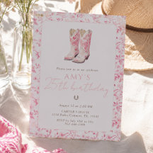 Rosa Cowgirl 25. Geburtstag Blumen Western Stiefel