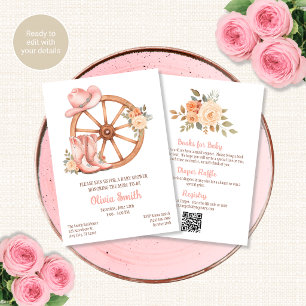 Rosa Cowgirl-Baby-Shower-Einladung Alles in Einem  Einladung