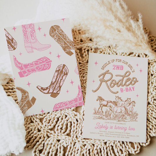 Rosa Cowgirl Birthday Einladung