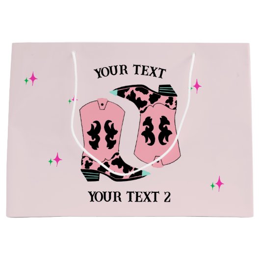Rosa Cowgirl Boots Rodeo Große Geschenktüte (Vorderseite)