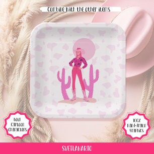 Rosa Cowgirl Country Coquette Western-Papierplatte Pappteller