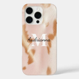 Rosa Cowgirl Cowhide Monogram iPhone 16 Pro Hülle