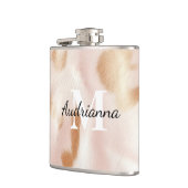 Rosa Cowgirl Cowhide Monogram Flachmann (Links)