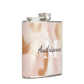 Rosa Cowgirl Cowhide Monogram Flachmann (Rechts)