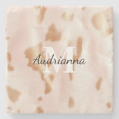 Rosa Cowgirl Cowhide Monogram Steinuntersetzer (Vorderseite)