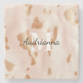 Rosa Cowgirl Cowhide Monogram Steinuntersetzer