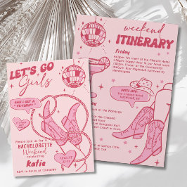 Rosa Cowgirl Disco Bachelorette Einladung