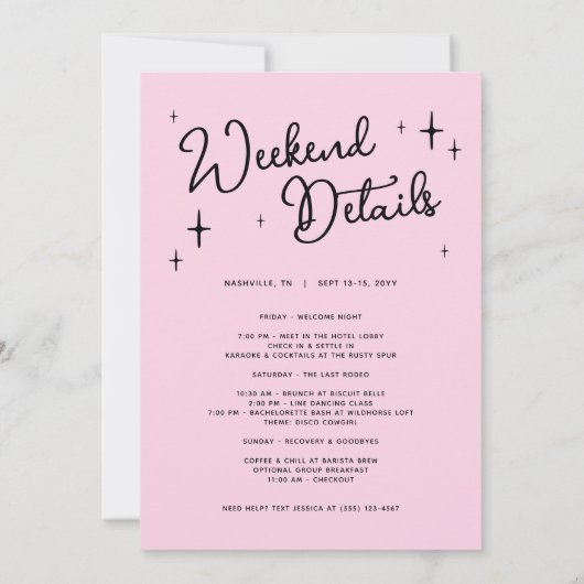 Rosa Cowgirl Disco Letzte Rodeo Junggeselinnen-Abs Einladung (Rückseite)