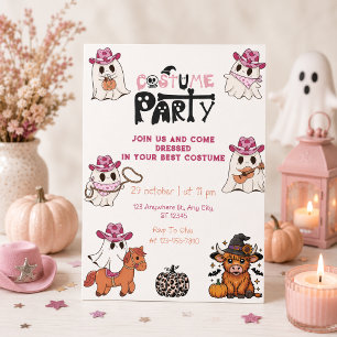 Rosa Cowgirl-Halloween-Kostenparty Einladung